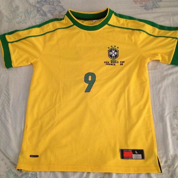 2017 Brazil 1998 World Cup Jersey Number 9 Ronaldo Retro Jerseys High