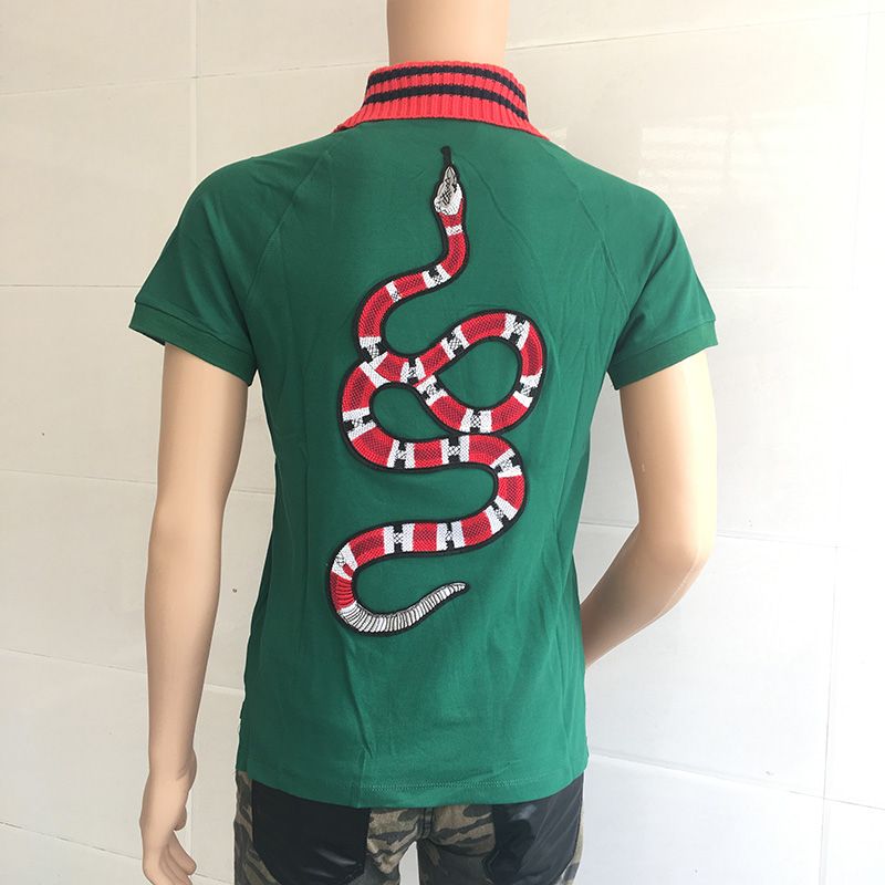 2017 Snake Polo Shirts Luxury G Brand Clothing Fashion Casual Summer
