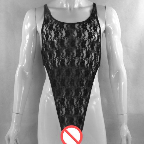 2018 Mens Thong Bodysuit Stretch Floral High Cut Racer Back Floral