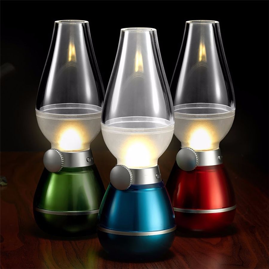 Led retro lamp lamps novelty lighting usb rechargeable blowing kerosene adjustable blow on off night light home decroration night light online with