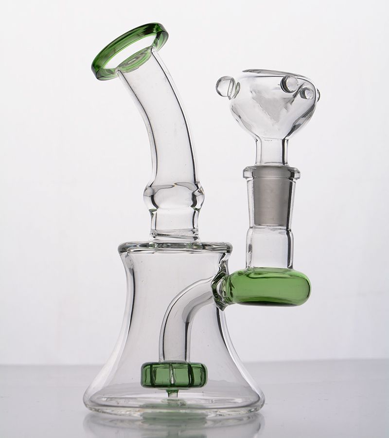 2017 Cheap Colorful Mini Bong Green Hand Glass Water Pipe Blue Oil Rigs