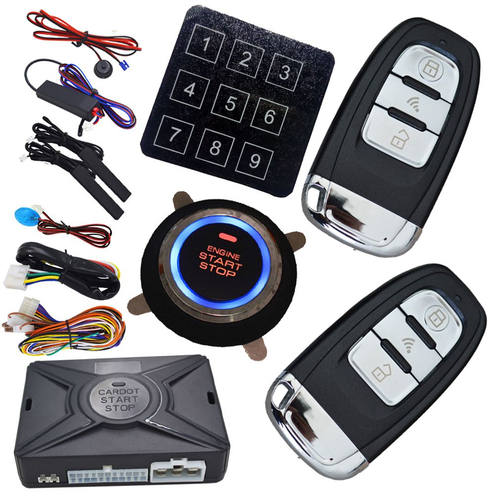 automotive car keyless entry engine start stop system with car alarm