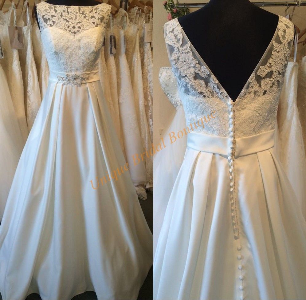 Discount Vintage Wedding Dresses 2017 Cheap With Open V Back And Lace