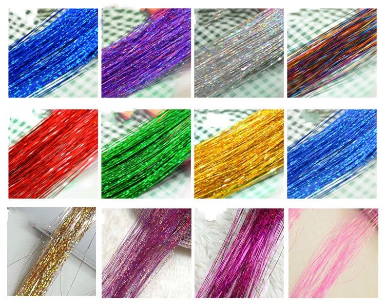 2017 24 Bellavia Tinsel Hair Extensions/ Bling String 3d Rainbow,1000