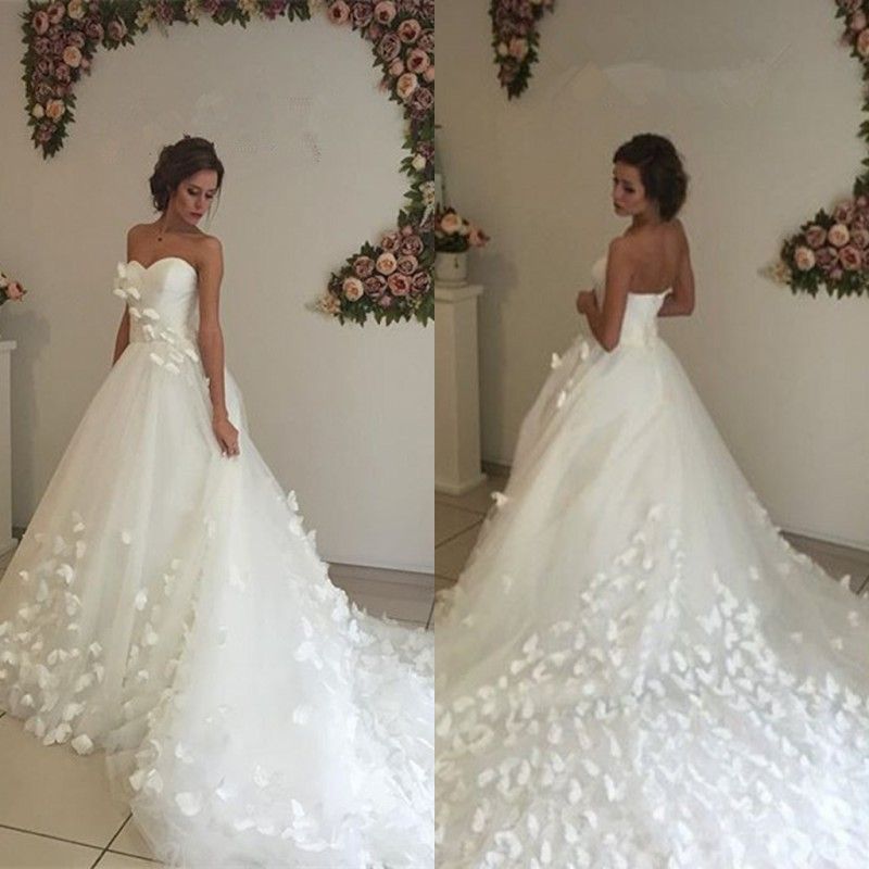 glamorous 3d floral appliques ball gown wedding