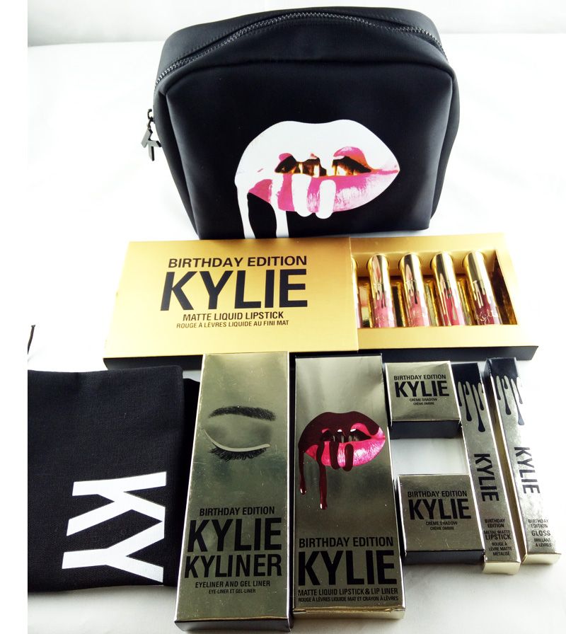 Kylie Gift Box Golden Box Gloss Suits Makeup Bag Birthday Collection