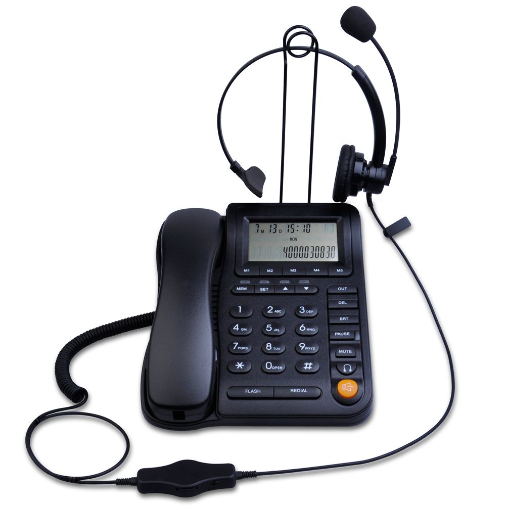 Leeker Lk P017b Call Center Home Office Corded Phone And Headset With Caller Id Speed Dial