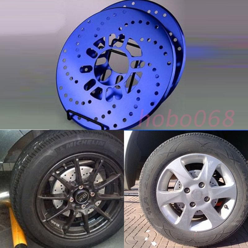 2018 4x Blue Aluminum Universal Car Racing Disc Decorative Brake Rotor Cover Drum Decoration Diy