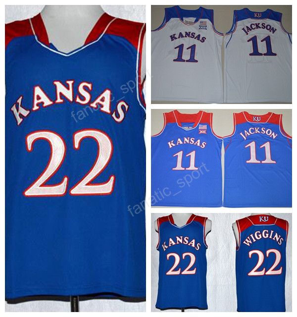 2017 Kansas Jayhawks Jerseys Men Basketball College 22 Andrew Wiggins 11 Josh Jackson Jersey