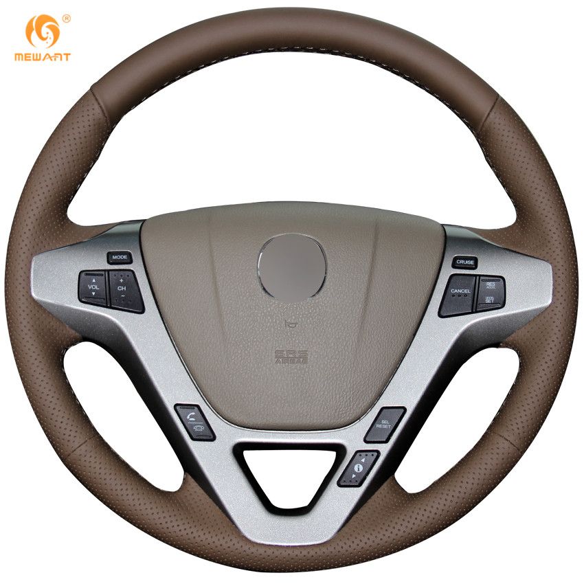 Mewant Dark Brown Genuine Leather Car Steering Wheel Cover For Acura Mdx 2009 2012 Car Wheel