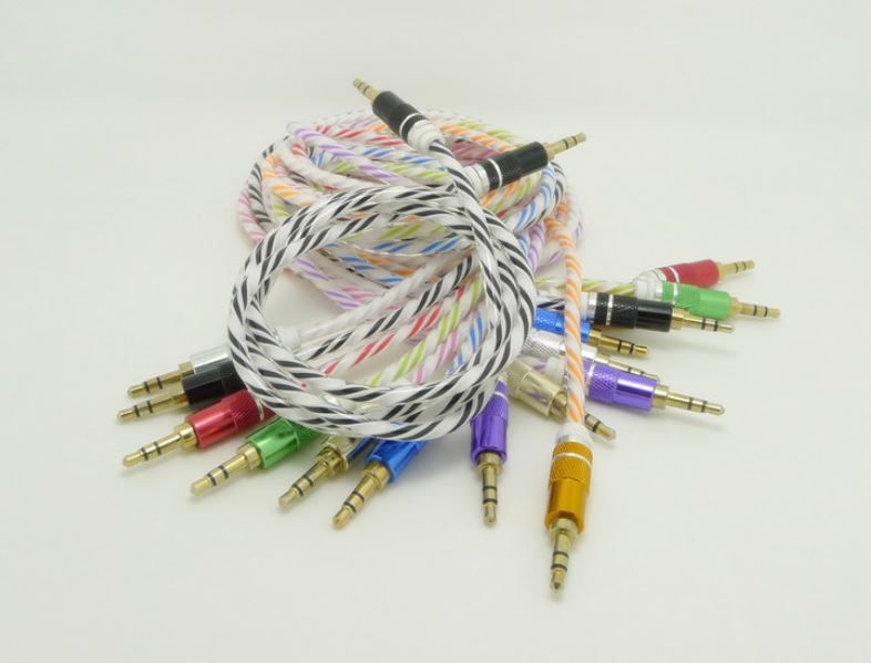 2017 3.5mm Stereo Audio Aux Cable Wire Auxiliary Dual Color Cords Jack