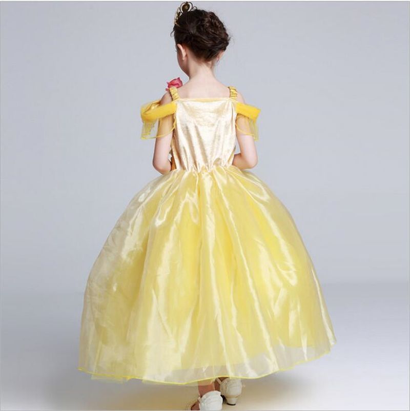 2017 Girls Princess Belle Dress Gorgeous Party Dress Kids Girls Tulle Tutu Lovely Skirts Costume 