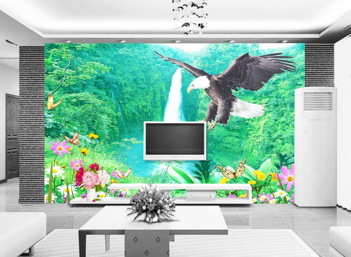 Wall Papers Home Decor Forest Waterfall Nonwoven Wallpaper
