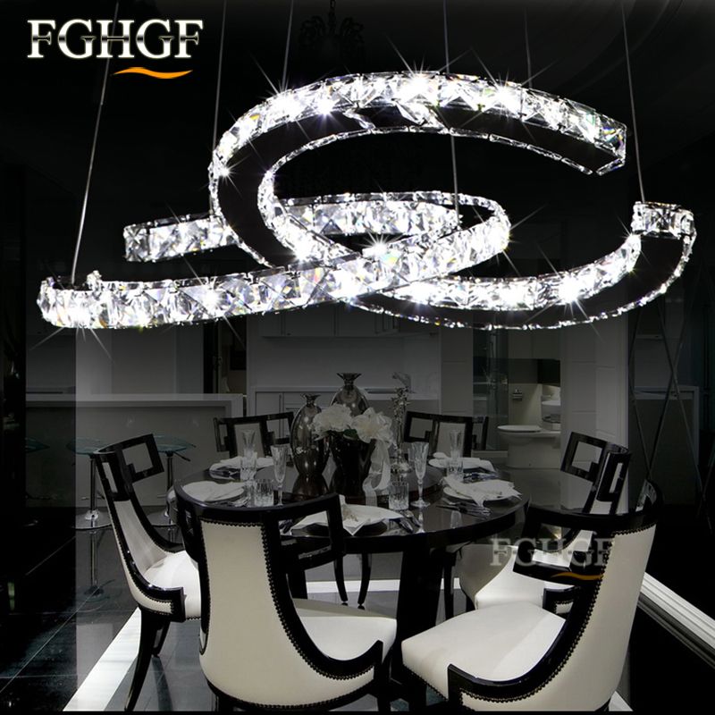 Luxury Led Crystal Chandelier Double C Two C Circels Chandeliers Light Fixture Led Crystal