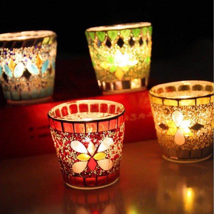 Glass Candle Holders Party Decoration Handmade Fashion Mosaic Weddings