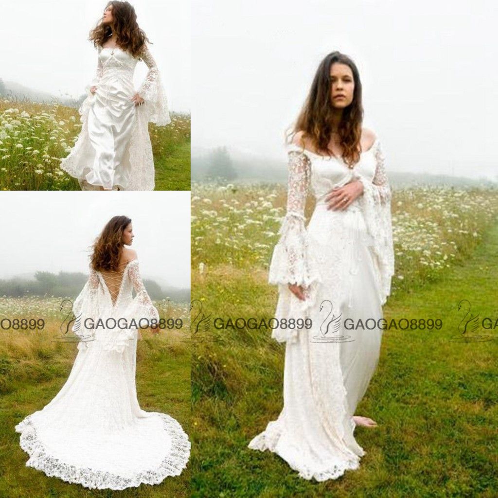 Yellow Vintage Lace Wedding Dresses