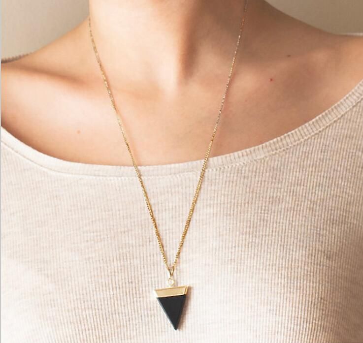 Wholesale Everyday Wear Necklaces Gold Color Chain 20 Inches Triangle Necklace Pendant Best 
