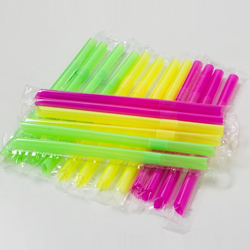12*210mm Wrapped Wide Fat Drinking Straw Extendable Flexible Straws For