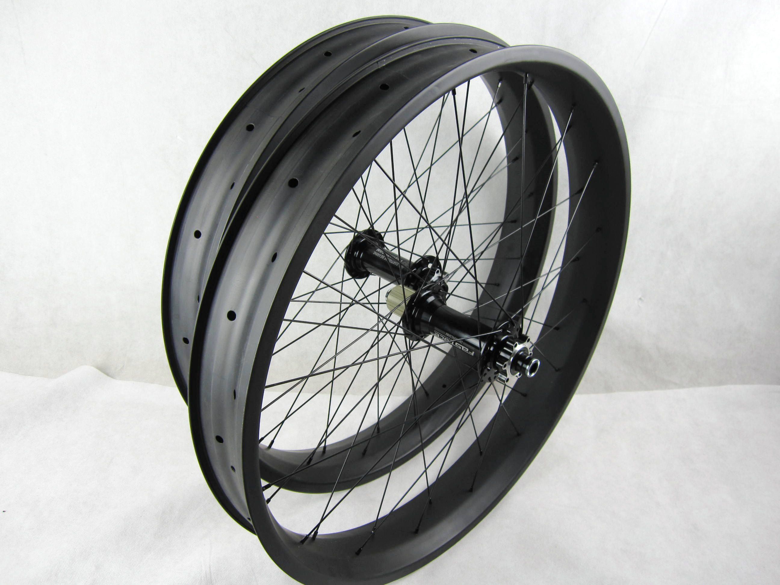 Carbon Fiber Wheel Rims Fat Bikes 26er 80mm Wide Fat Bike Rim Wheels Thru Axle Fat Wheel Hubs