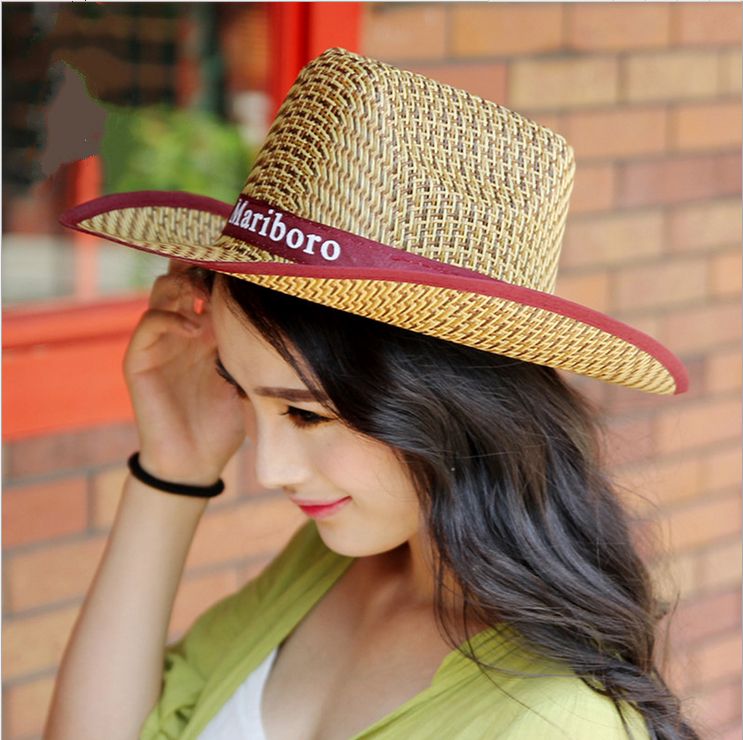 Bamboo Weaving Straw Mat Sunshade Hat Outdoor Men Homburg West Cowboy