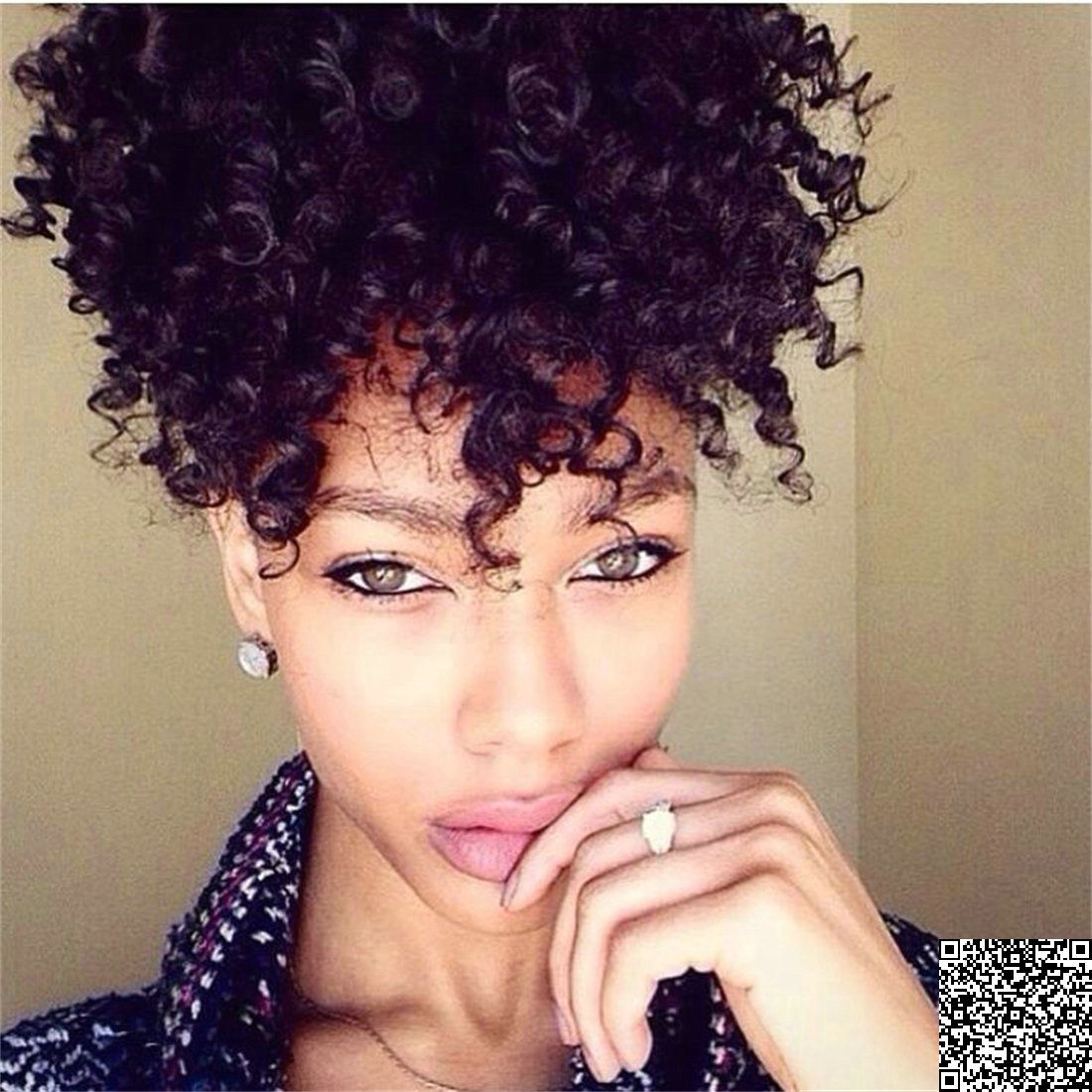 African American Afro Kinky Curly Puff Ponytails Clip In Remy Jet Black  african-american-afro-kinky-curly-puff-ponytails-clip-in-remy-jet-black