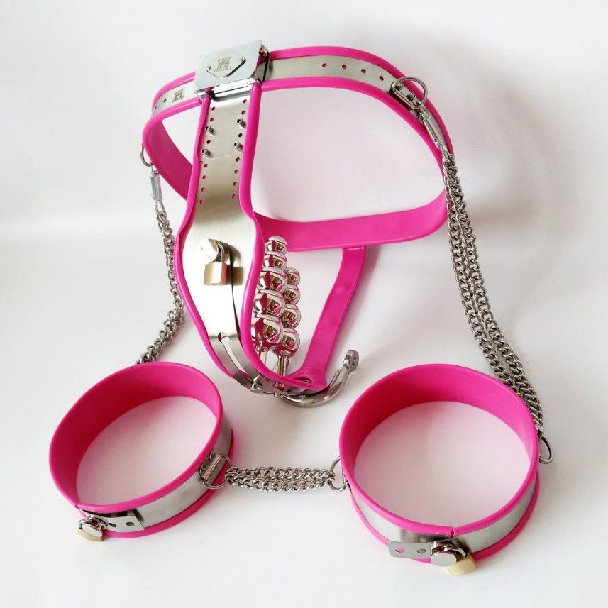 Female Adjustable Model T Chastity Belt Vaginal And Anal Plug Removable