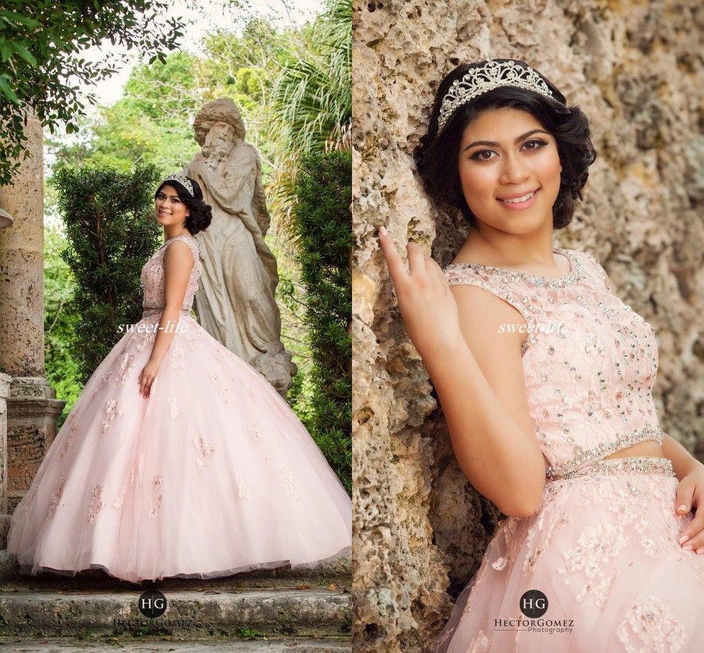 Pink Two Pieces Debutantes Party Queen Dresses Ball Gown with 3D