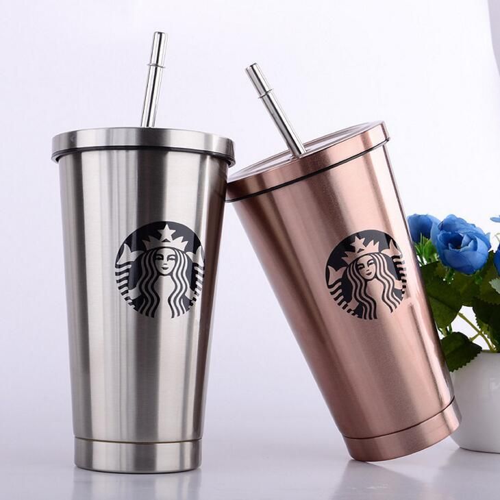 New Style Stainless Starbucks Coffee Mug With Straw Coffee Mugs For