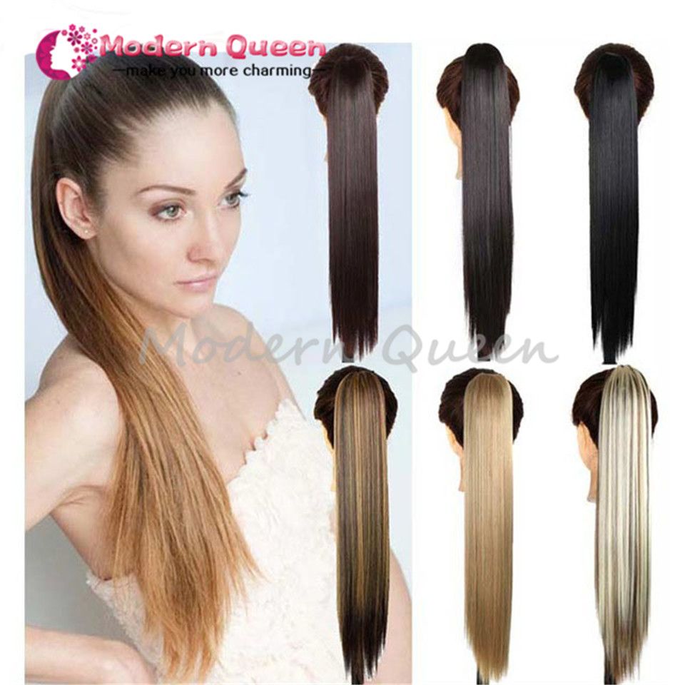 24 Clip On Ponytail False Hair Tail Hairpiece Ponytail Synthetic Tress