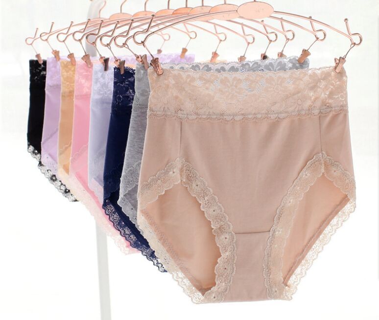 2018 New Arrival Womens Cotton Full Coverage High Waist Lace Panties