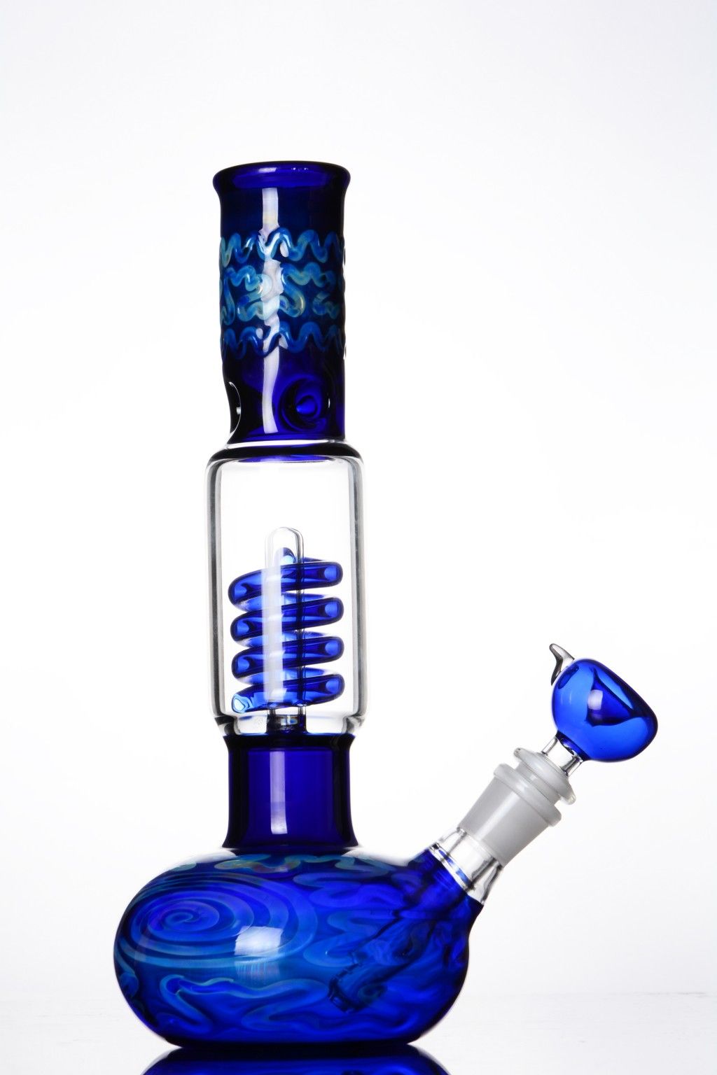 2017 Best Blue Downstem Glass With Helix Coil Perc Thick Glass Bongs