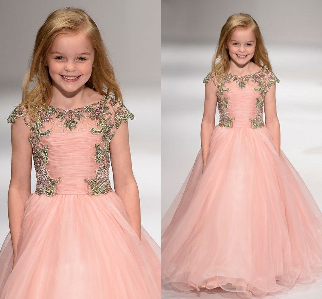 Luxurious 2017 Toddler Blush Pink Flower Girl Dresses Cap Sleeve