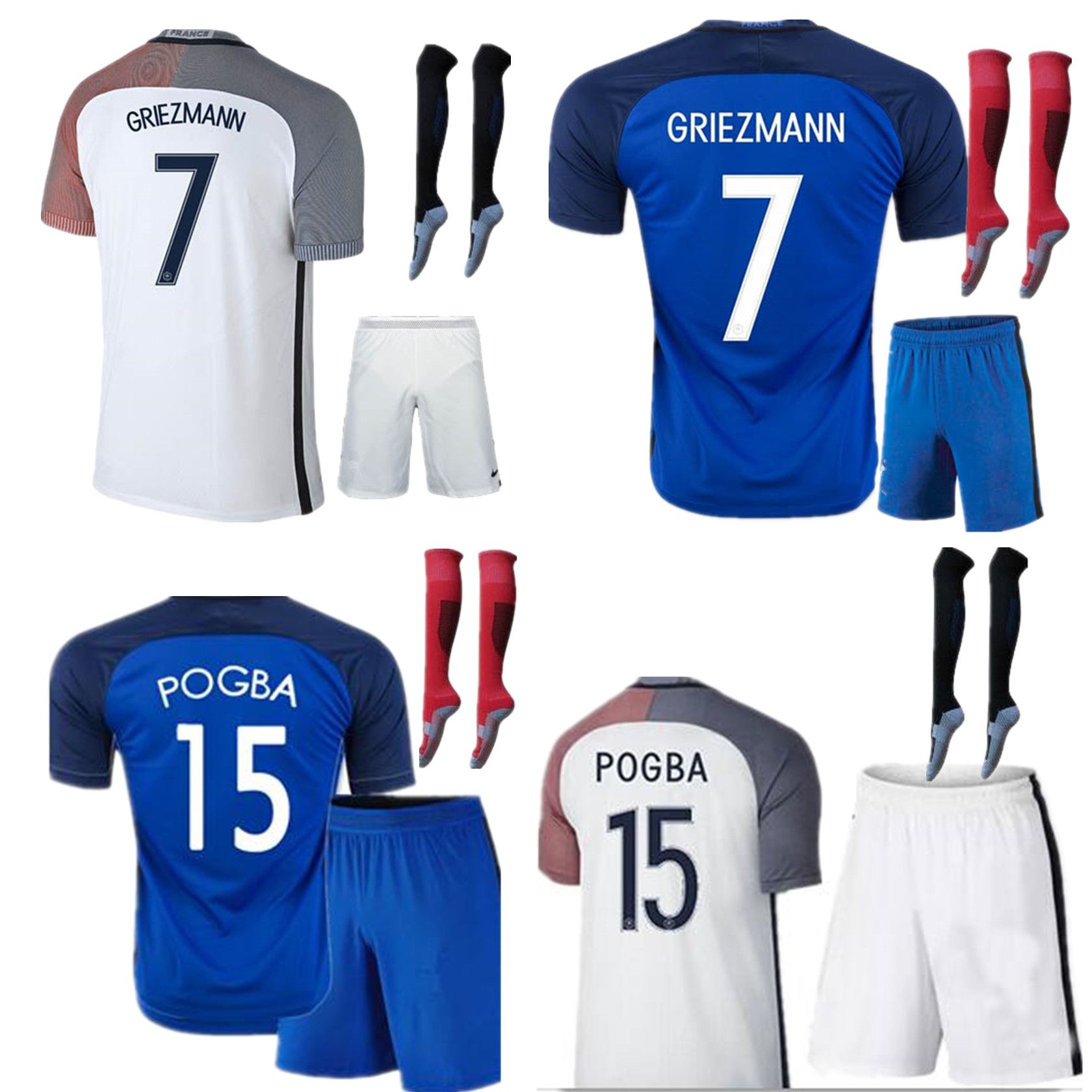 2017 2016 17 France Full Sets Griezmann Jerseys Payet Pogba Giroud Matuidi Football Kits Suit