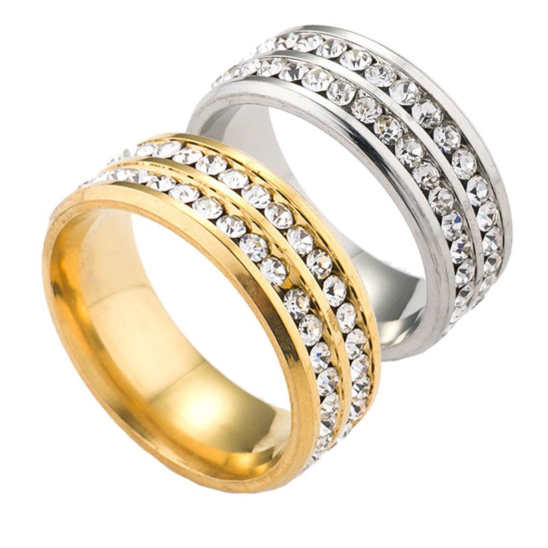 titanium 2 round zircon crystal ring finger rings for women men wedding ring jewelry luxury jewelry 080170 - Luxury Wedding Rings titanium 2 round zircon crystal ring finger rings for women men wedding ring jewelry luxury jewelry 080170 - Luxury Wedding Rings