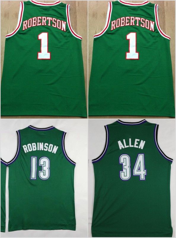 2017 Throwback Basketball Jerseys Retro 1 Oscar Robertson Big O 34 Ray Allen 13 Glenn Robinson 
