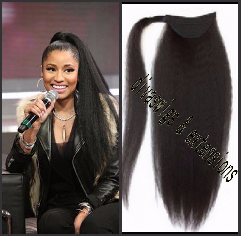 Yaki Straight Human Remy Ponytail For Black Women Afro Ponytails