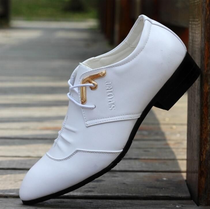 New Cheap British Fashion White Men Shoes Wedding Shoes Leather Shoes