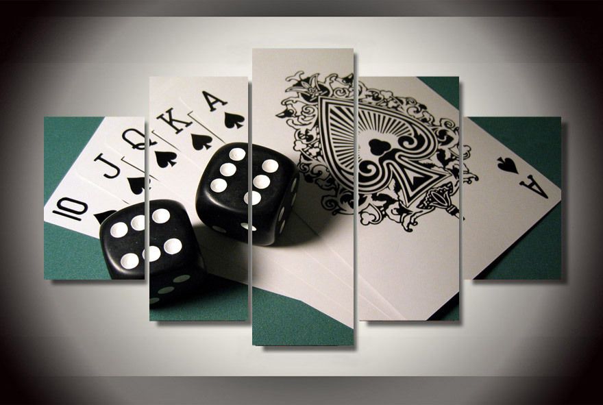 2018 Creative Poker And Dice Wall Art Paintings On Canvas 5 Panel No