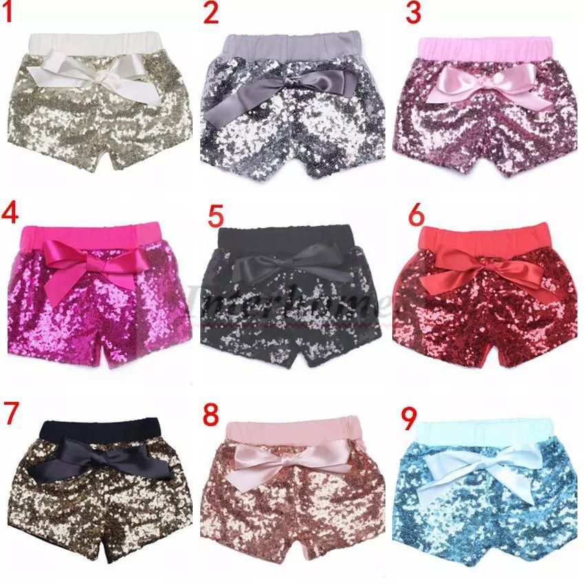Baby Sequins Shorts Summer Glitter Pants Glow Bowknot Trousers Fashion