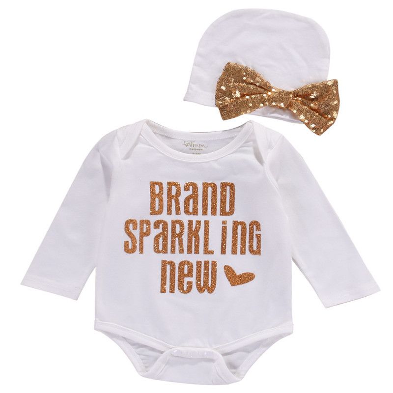 Discount Sequins Newborn Baby Girls Boys Bodysuit Clothes Cute Letter