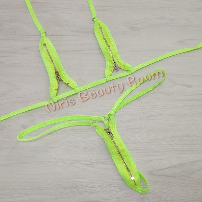 Extreme Hot Women Zipper Open Crotch Sexy Tiny Mini Micro Bikini