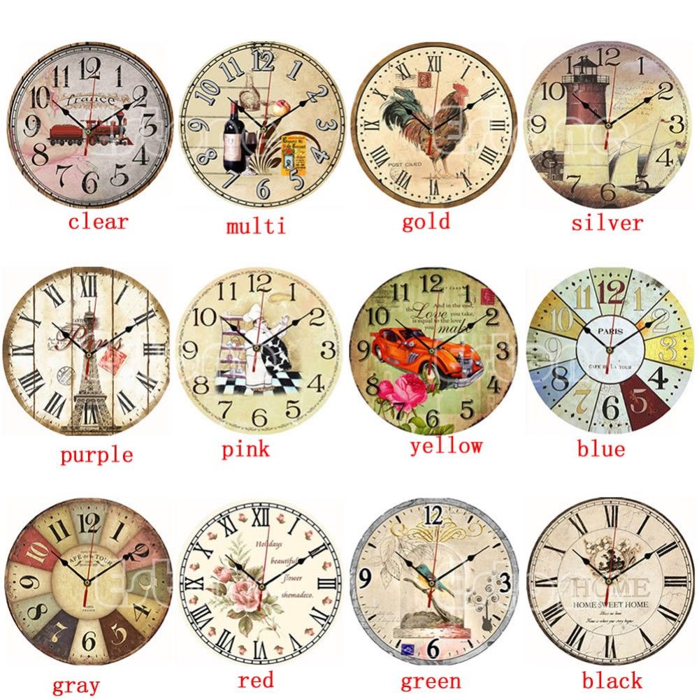 Wholesale F85 Vintage Wooden Wall Clock Large Shabby Chic Rustic