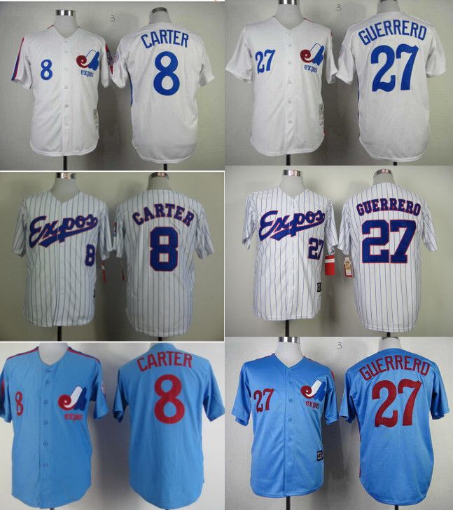 2017 Montreal Expos Jersey 27 Vladimir Guerrero Blue 8 Gary Carter