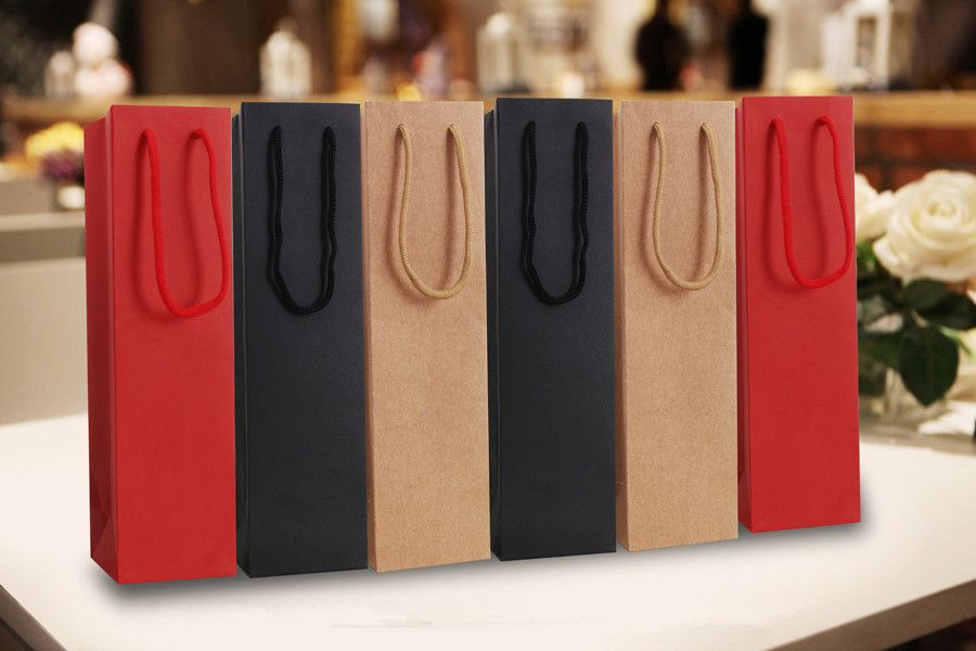2018 Kraft Paper Wine Bag Suitable For Single Bottle, In Option, 9.5*9