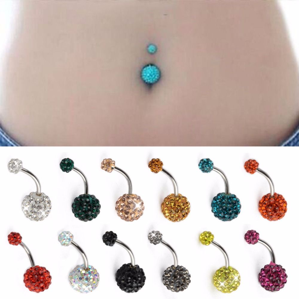Sexy Women Navel Belly Button Rhinestone Crystal Ball Ring Barbell within Amazing body piercing jewelry online – the Top Reference