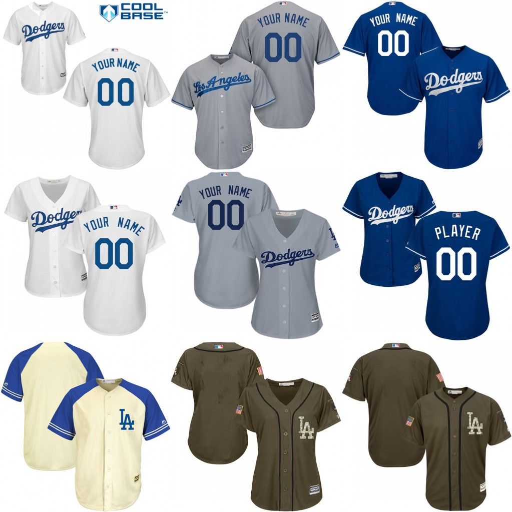 Youth /women Custom Grey White Los Angeles Dodgers Customized 2016 New