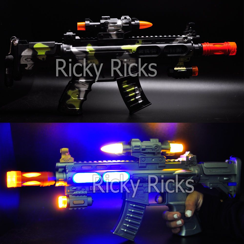 2017 Light Up Machine Gun Military Toy Rifle Kids Moving Barrel Led