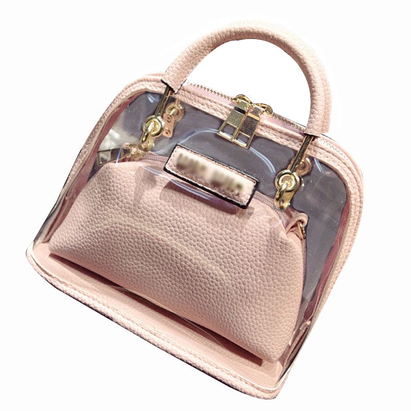 Wholesale 2017 Famous Clear Bags Candy Color Women Leather Pvc Purses Handbags Chain Shell ...