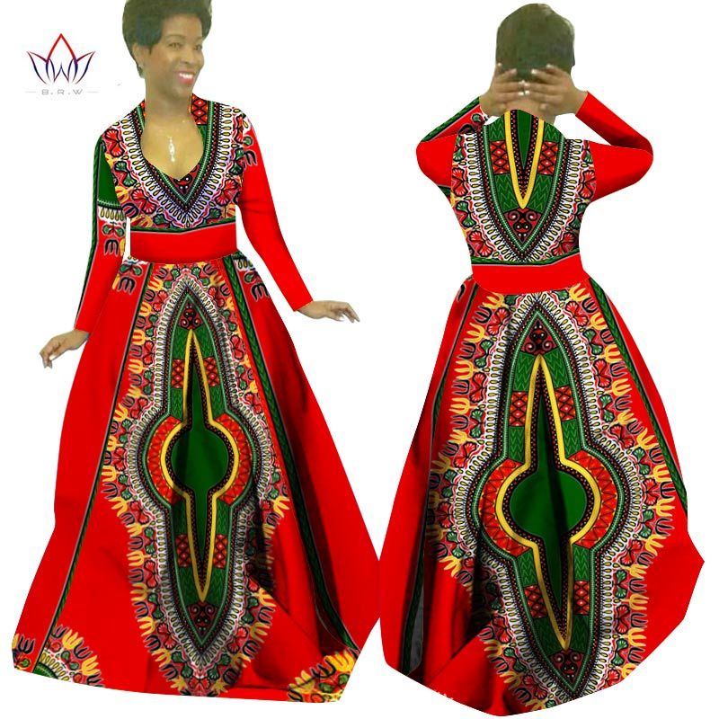 Custom Made African Clothes Bazin Rich Dashiki Africrint Long Dress Traditional Attire Batik