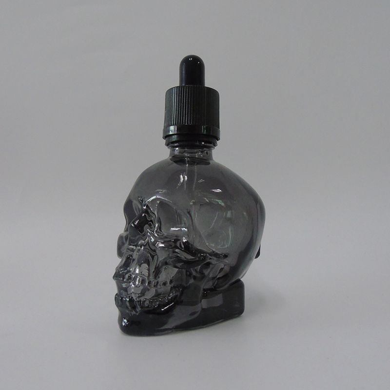 Wholesale Skull Head Glass Perfume Bottle Sample Clear Black Color